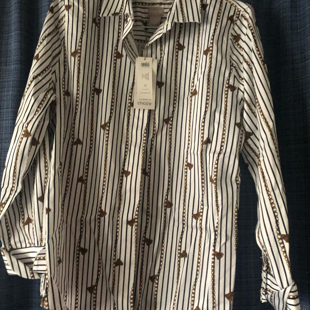 Chico's No-Iron Button Down Tailored Blouse
